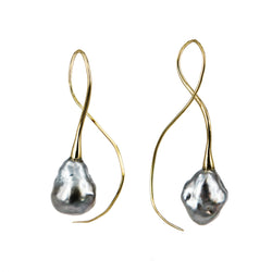 EARRINGS NOTES GOLD BRONZE & GREY KEISHI PEARLS