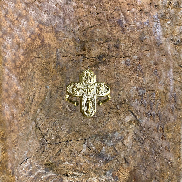 SCAPULAR MIRACULOUS MADONNA CROSS GOLD BRONZE