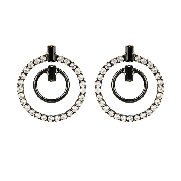 EARRINGS SPACESHIP BLACK & BLACK ENAMEL RUTHENIUM