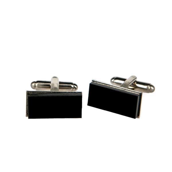 CUFFLINKS RECTANGULAR BLACK PLEXI, SETTING