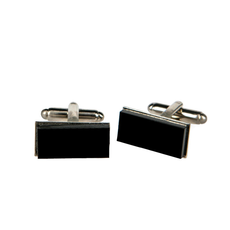 CUFFLINKS RECTANGULAR BLACK PLEXI, SETTING