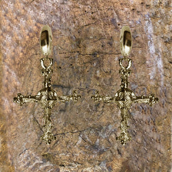 IRON CROSSES GOLD BRONZE EARRINGS