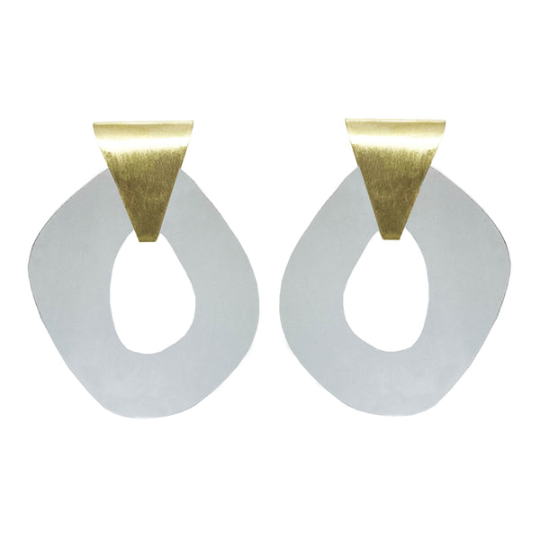 EARRINGS PLEXI MIRROR BRONZE MISSHAPE OVALS