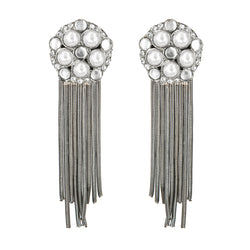 EARRINGS JELLYFISH BUTTONS MOTHER OF PEARLS RUTHENIUM