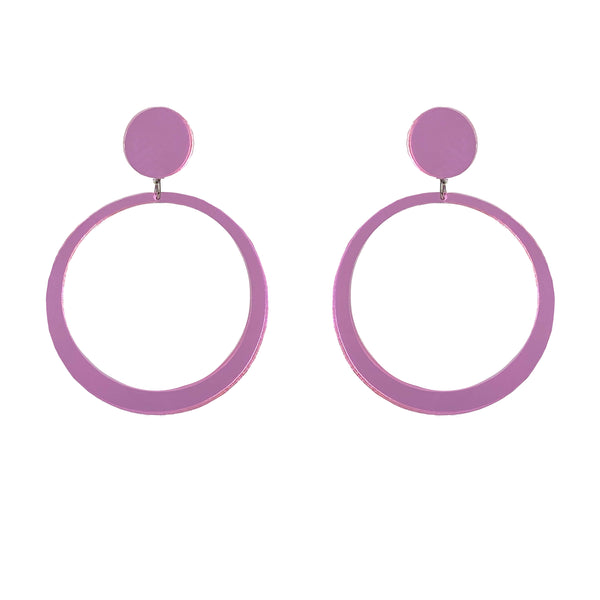 EARRINGS MINI HOOPS MIRROR PINK