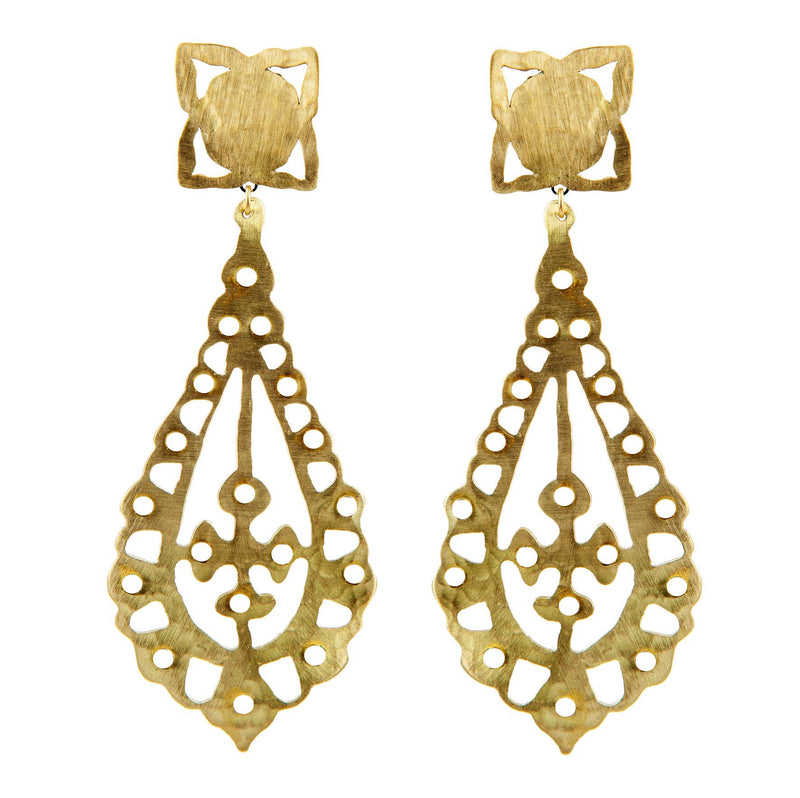 EARRINGS GOTHIC CROSS GOLD BRONZE