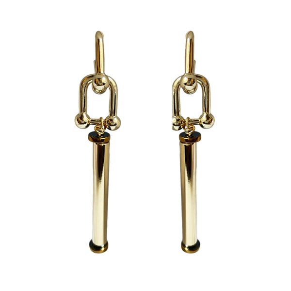DOUBLE BRACKETS GOLD BRONZE EARRINGS