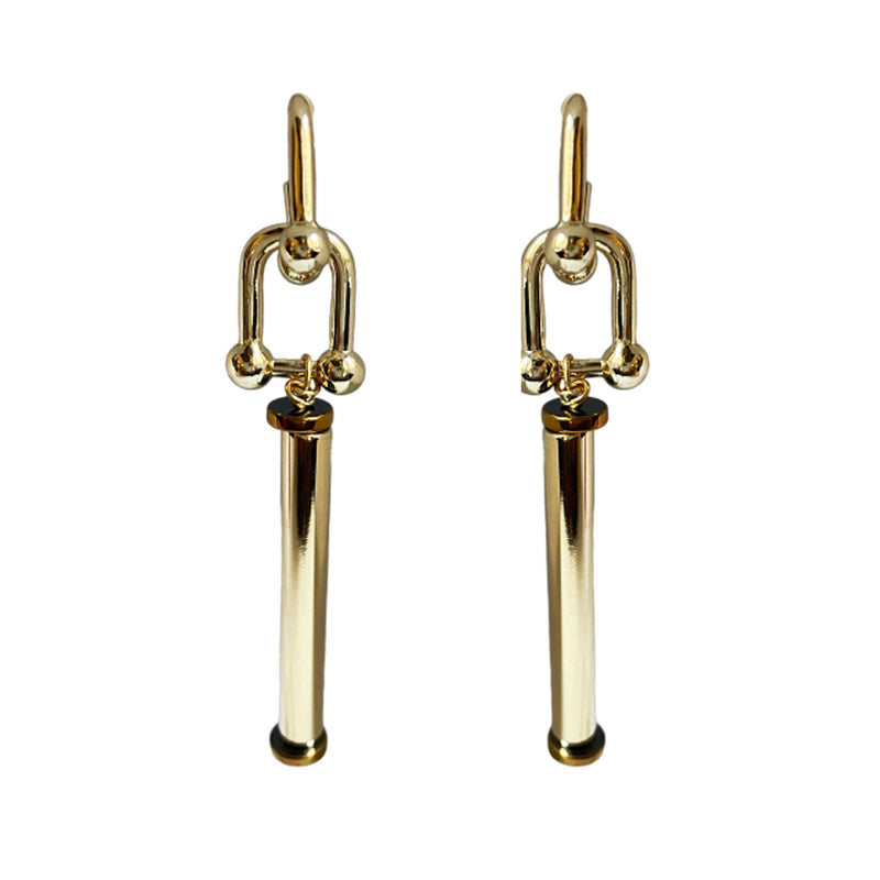 DOUBLE BRACKETS GOLD BRONZE EARRINGS